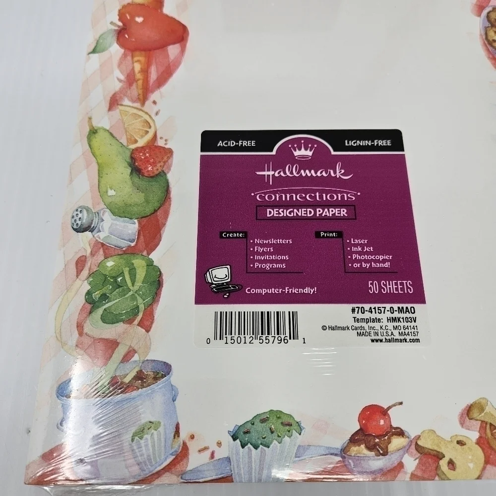 Hallmark Computer Paper 100 Sheets Food Themed Picnic Party Menu Invitations New